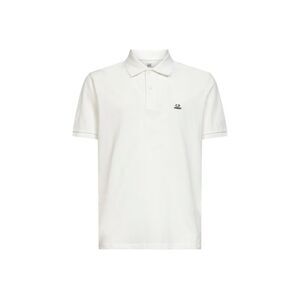 Cp Company Men White Stretch Cotton Pique Polo Shirt
